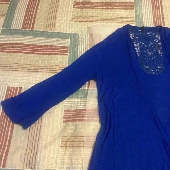 Cotton/viscose asymmetrical front edges  decorative summer blouse New ! - Picture 4 of 6